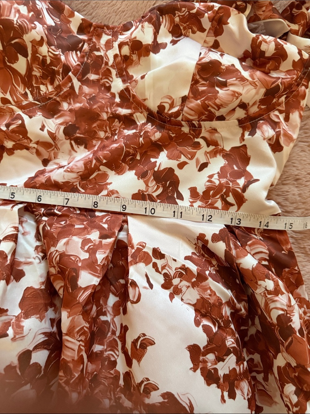 SHEIN Cream Mini Dress with Rust Floral Print and Tie Straps (14) - Picture 6 of 6